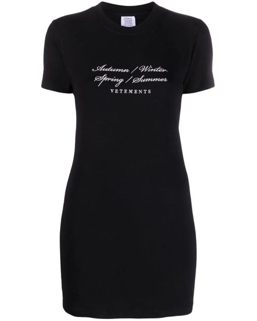 Vetements Black Graphic-print T-shirt Minidress