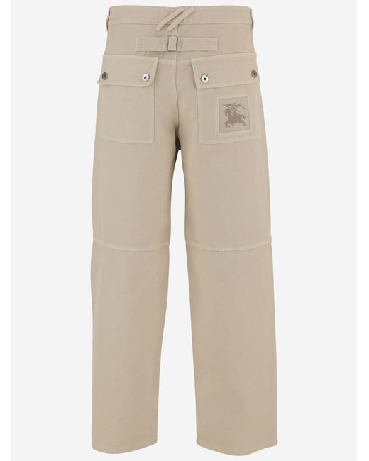 Burberry Natural Cotton Pants With Logo for men