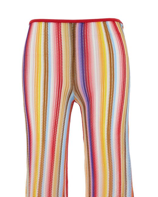 Missoni Red Flare Pants With Stripe Motif