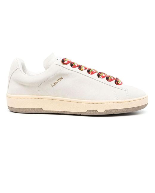 Lanvin White Suede Curb Lite Sneakers