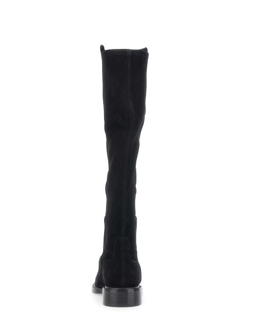 Stuart Weitzman Black Knee-High Boots With Low Block Heel