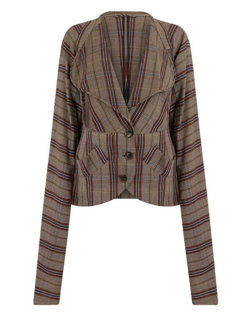 Vivienne Westwood Brown Blazer Checkered Viscose Blazers
