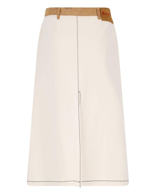 Marni Natural Midi Denim Skirt