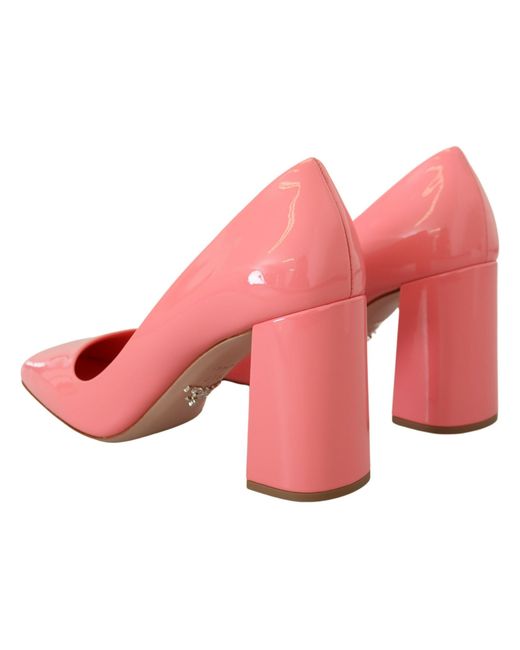 Prada Black Patent Leather Block Heels Pumps Classic