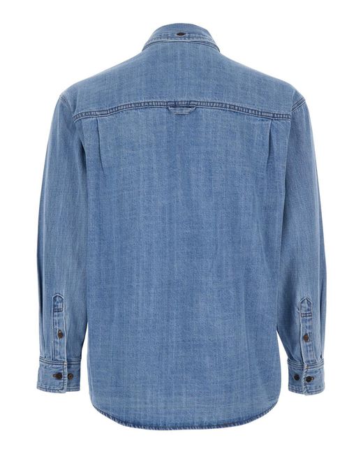 DUNST Blue Jacket With Patch Pockets On The Chest for men