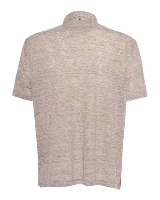 Fedeli White Melange Linen T-Shirt for men