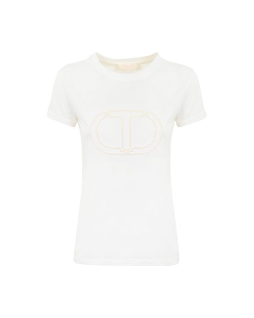 Twin Set White T-Shirt With Embroidered Logo