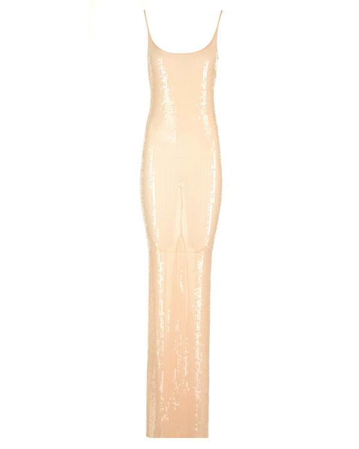Rick Owens White Long Dress With Sequins