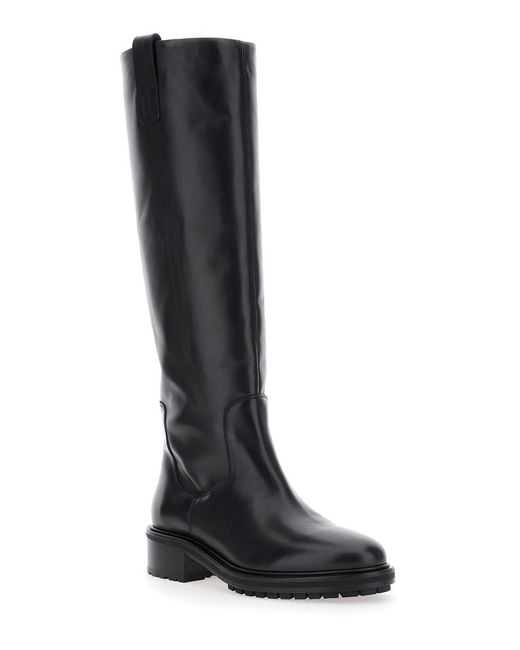 Aeyde Black Knee-High Boots Henry Leather Calf