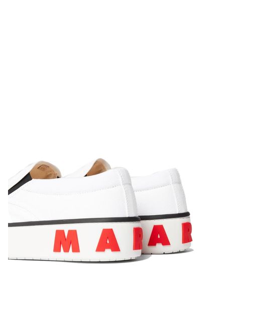 Marni White Logo Slip-On Sneakers for men