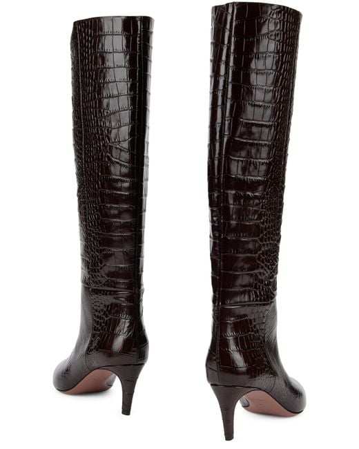 Paris Texas Brown Tall Leather Boot, Calfskin