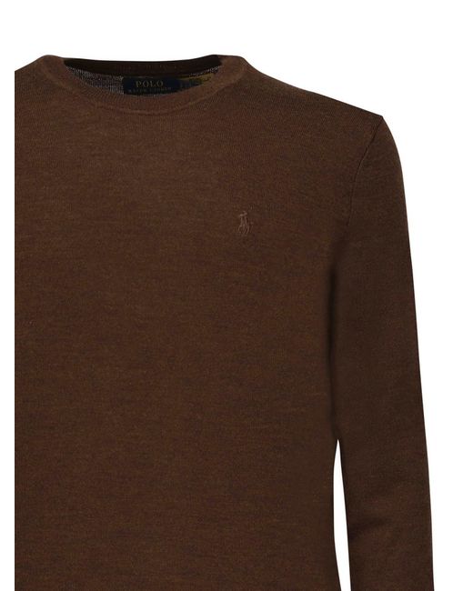 Polo Ralph Lauren Brown Wool Sweater With Logo<Br for men