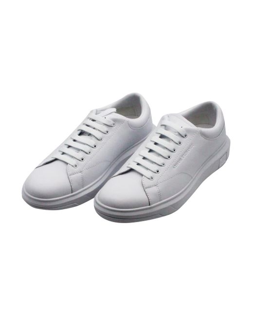 Armani Gray Leather Sneakers With Matching Box Sole And Lace Closure. Small Logo On The Tongue And Back for men