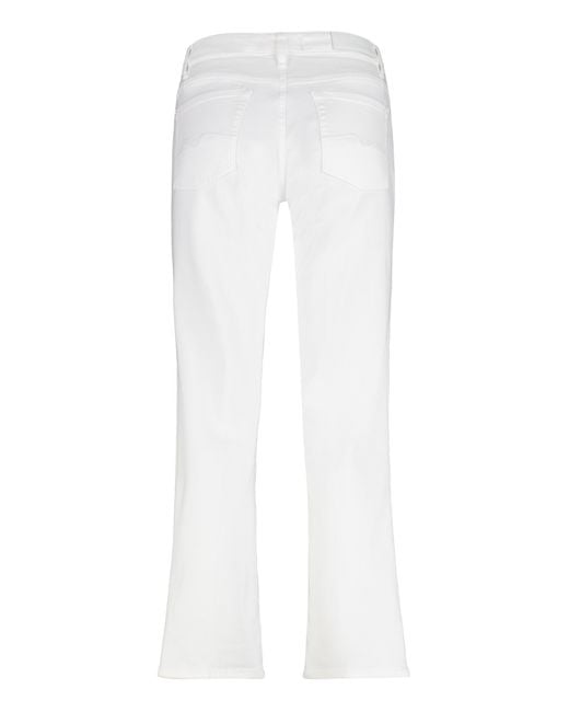 7 For All Mankind White Straight-Leg Jeans Calie Cotton