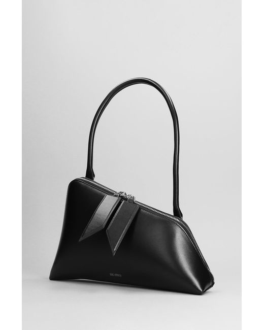 The Attico Sunrise Shoulder Bag In Black Leather