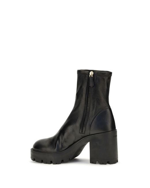 Prada Black Stretch Leather Platform Ankle Boots