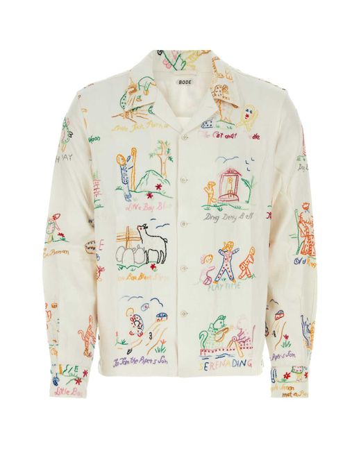 Bode White Embroidered Cotton And Viscose Shirt for men