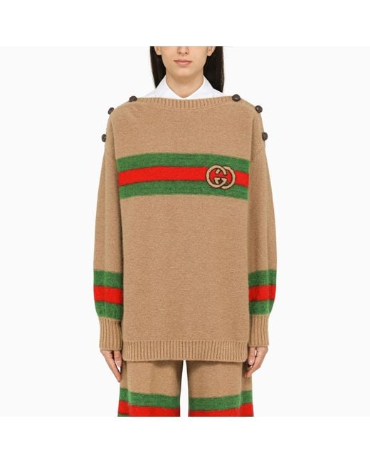 Gucci Natural Wool Crew-Neck Sweater