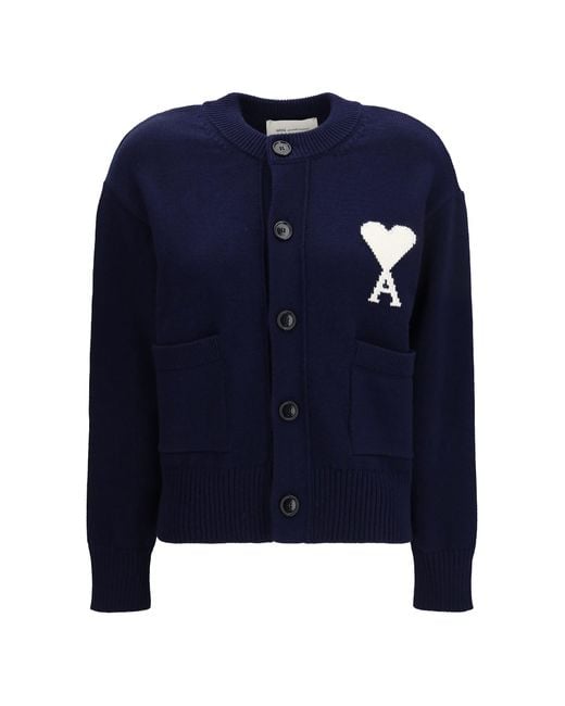 AMI Blue Crewneck Cardigan