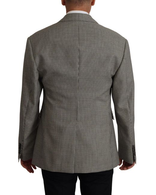 Dolce & Gabbana Black Checkered Single Breasted Jacket Blazer Virgin Wool Clothing for men