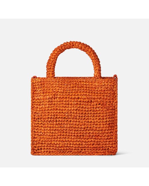 Mc2 Saint Barth Orange Mini Vanity Raffia Bag With Front Embroidery