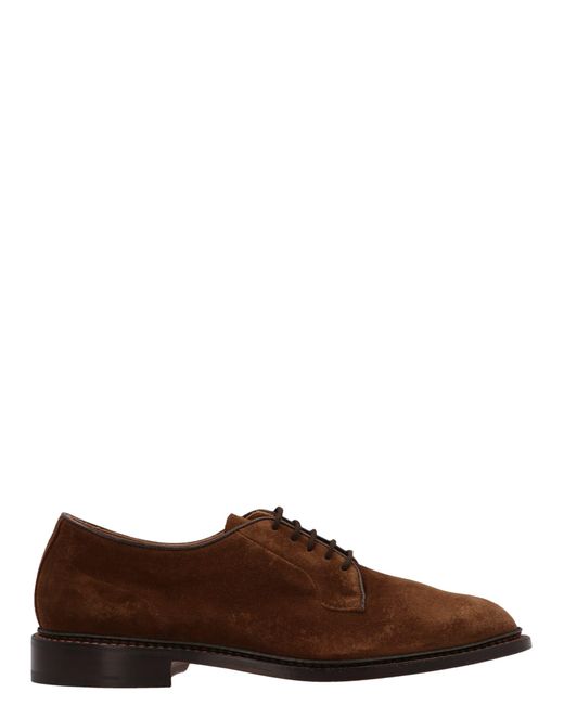 Tricker's Suede Robert Derby Shoes in Brown for Men | Lyst UK