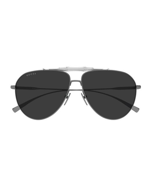 Gucci Black Gg2064S Linea Sign Metallo Sunglasses for men