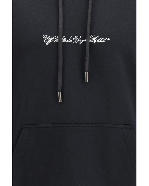 Off-White c/o Virgil Abloh Blue Script Arrow Diagonal Skate Hoodie Cotton Sweatshirts for men
