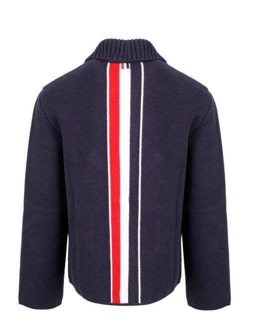 Thom Browne Blue Rwb Striped Buttoned Jacket for men