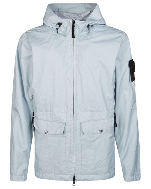 Stone Island Blue Membrana 3l Tc Zipped Hooded Jacket for men