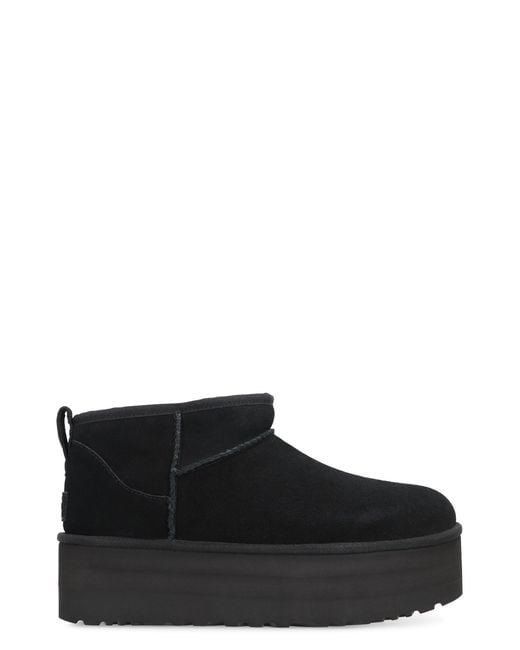 Ugg Black Classic Ultra Mini Boots Ovine Leather