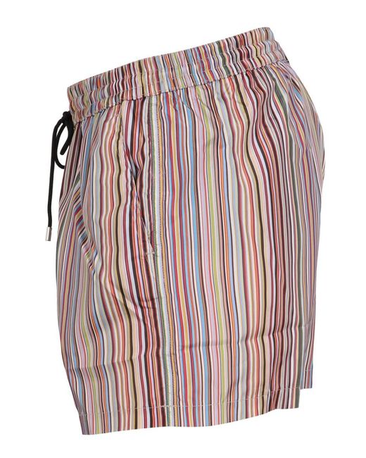 Paul Smith Pink Multicolor Stripes Swimsuit for men