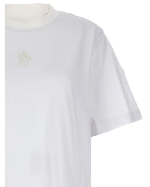 Moncler White Logo Embroidery T-Shirt
