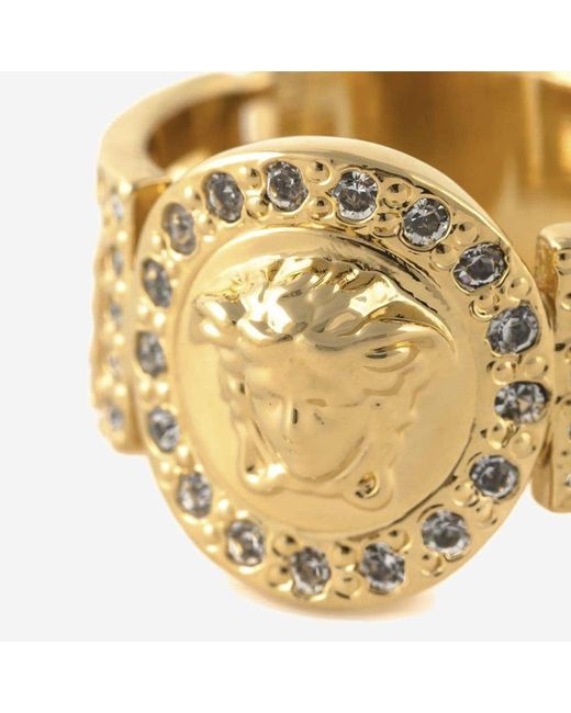 Versace Metallic La Medusa Ring With Crystals