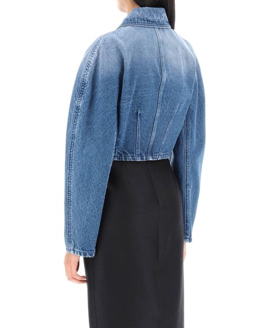 Versace Blue Cropped Denim Jacket