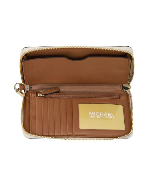 Michael Kors Natural Large Logo Smartphone Wristlet Wallet