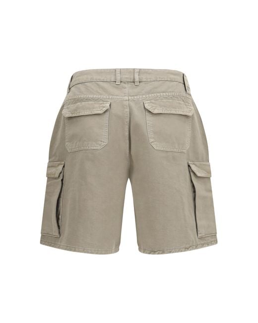 Represent White Cotton Cargo Shorts Bermuda for men