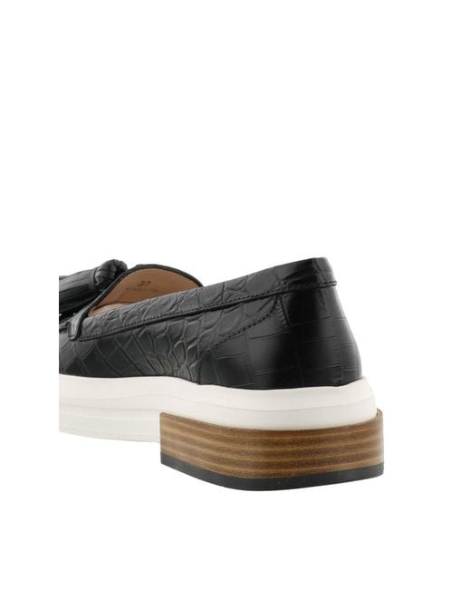 Tod's Black Tods Crocodile-Embossed Loafers