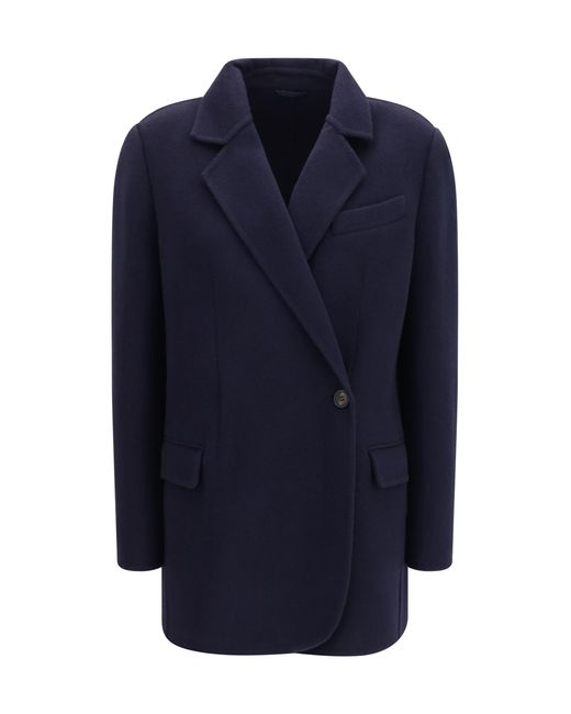 Brunello Cucinelli Blue Single-Breasted Wool And Cashmere Jacket