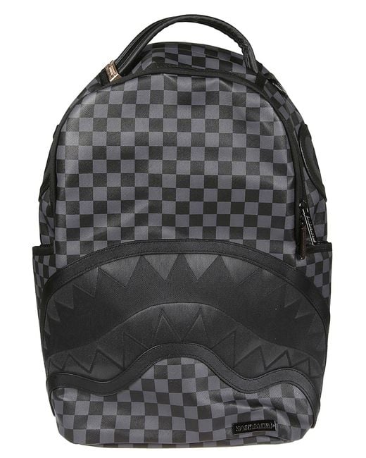 Sprayground Gray Checkered Fiber Optic Shark Backpack for men