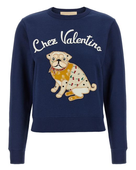 Valentino Garavani Blue Chez Sweatshirt Cotton