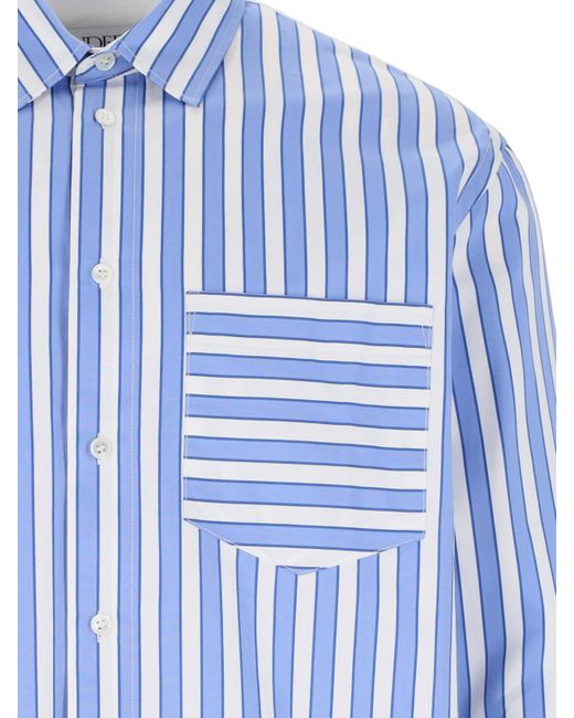 J.W. Anderson Blue Patchwork Shirt for men