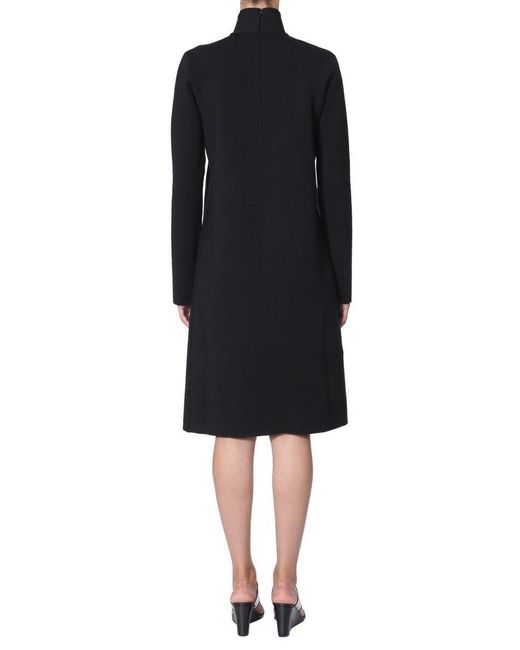 Bottega Veneta Black Cut-out Long-sleeved Midi Dress