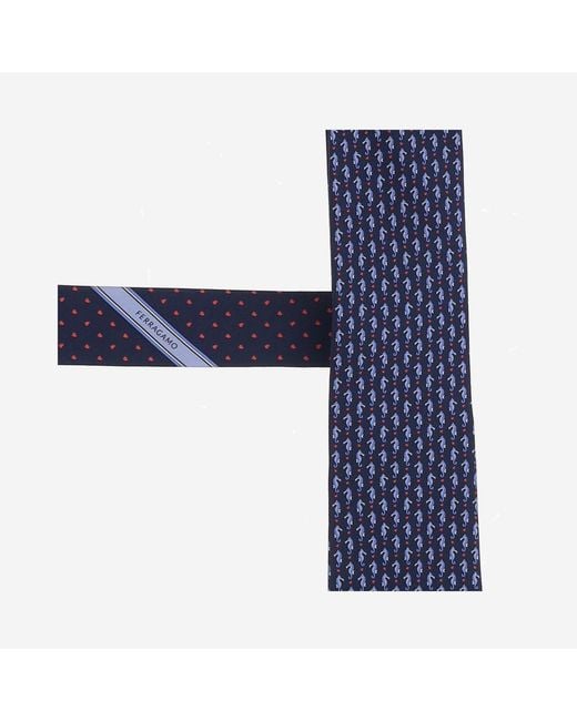 Ferragamo Blue Silk Tie Ties & Bow for men