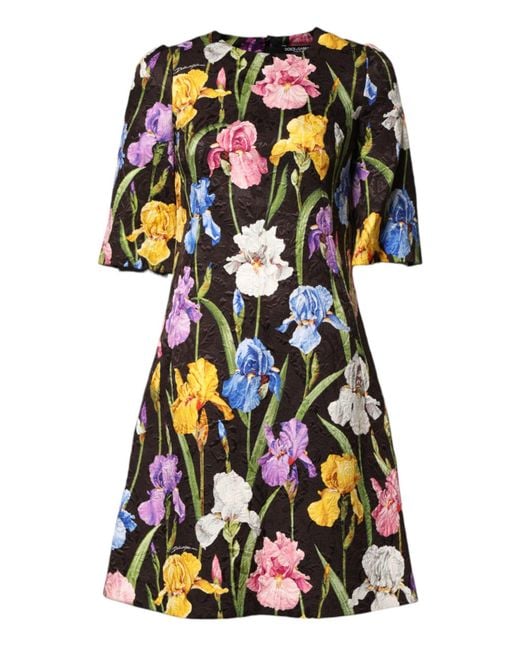 Dolce & Gabbana Black Floral Brocade A-Line Mini Dress Co+Se+Vi