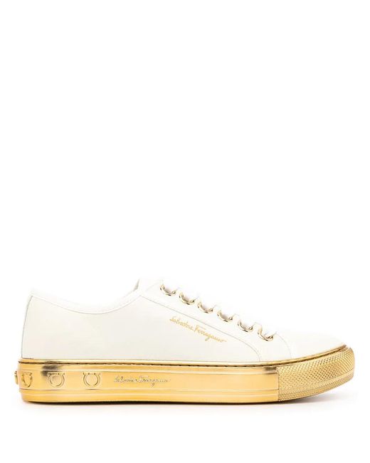 Ferragamo Natural Tully Gancini-sole Sneakers