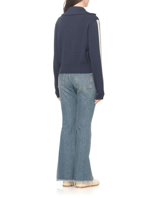 Autry Blue Viscose Sweatshirt With Front Zip