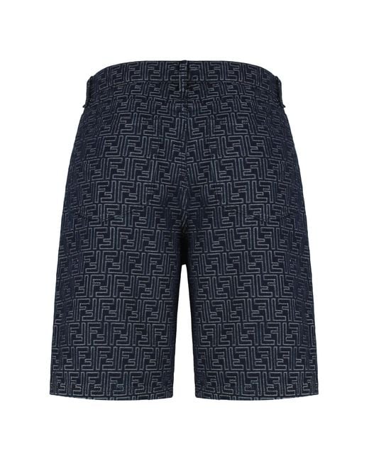 Fendi Blue Bermuda Shorts, Cotton for men
