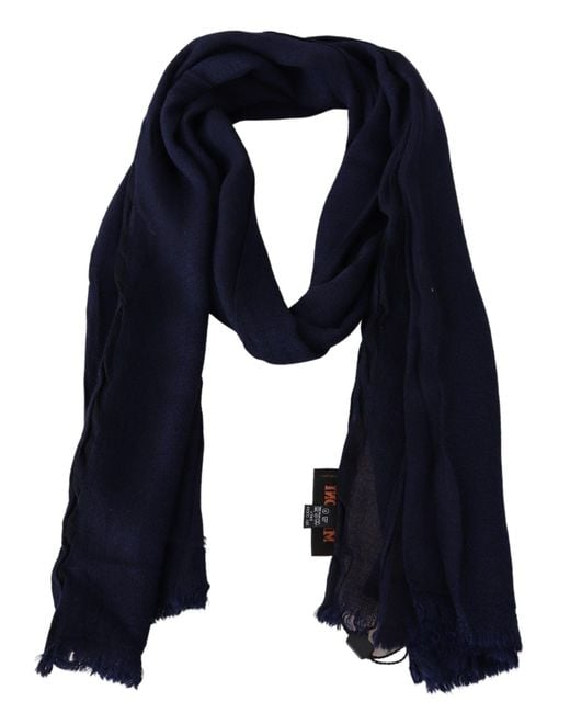 Missoni Blue Wool Knit Neck Wrap Scarf for men