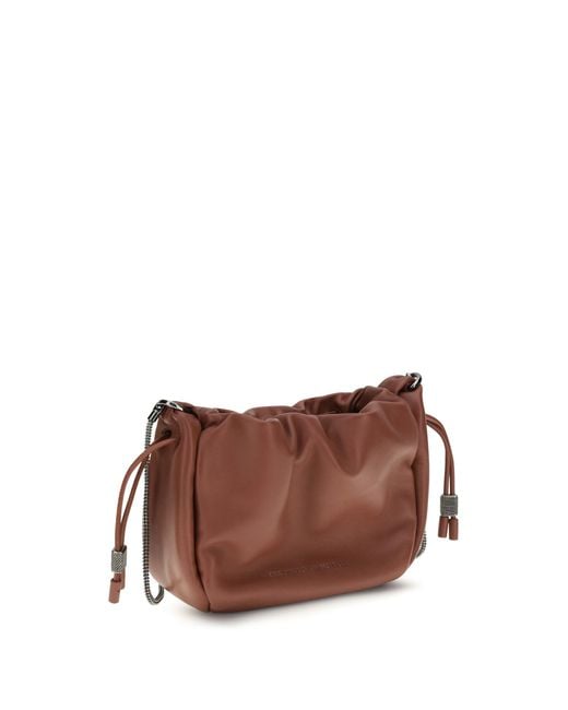 Brunello Cucinelli Brown Bucket Mellow Mini Shoulder Bag Calf Leather Bos Taurus